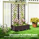 image 7 of Outsunny Raised Garden Bed with Trellis, Plastic Planter Box with Drainage Holes, Drain Plugs and Water Reservoirs for Climbing Plants, Vegetables, Flowers | Brown