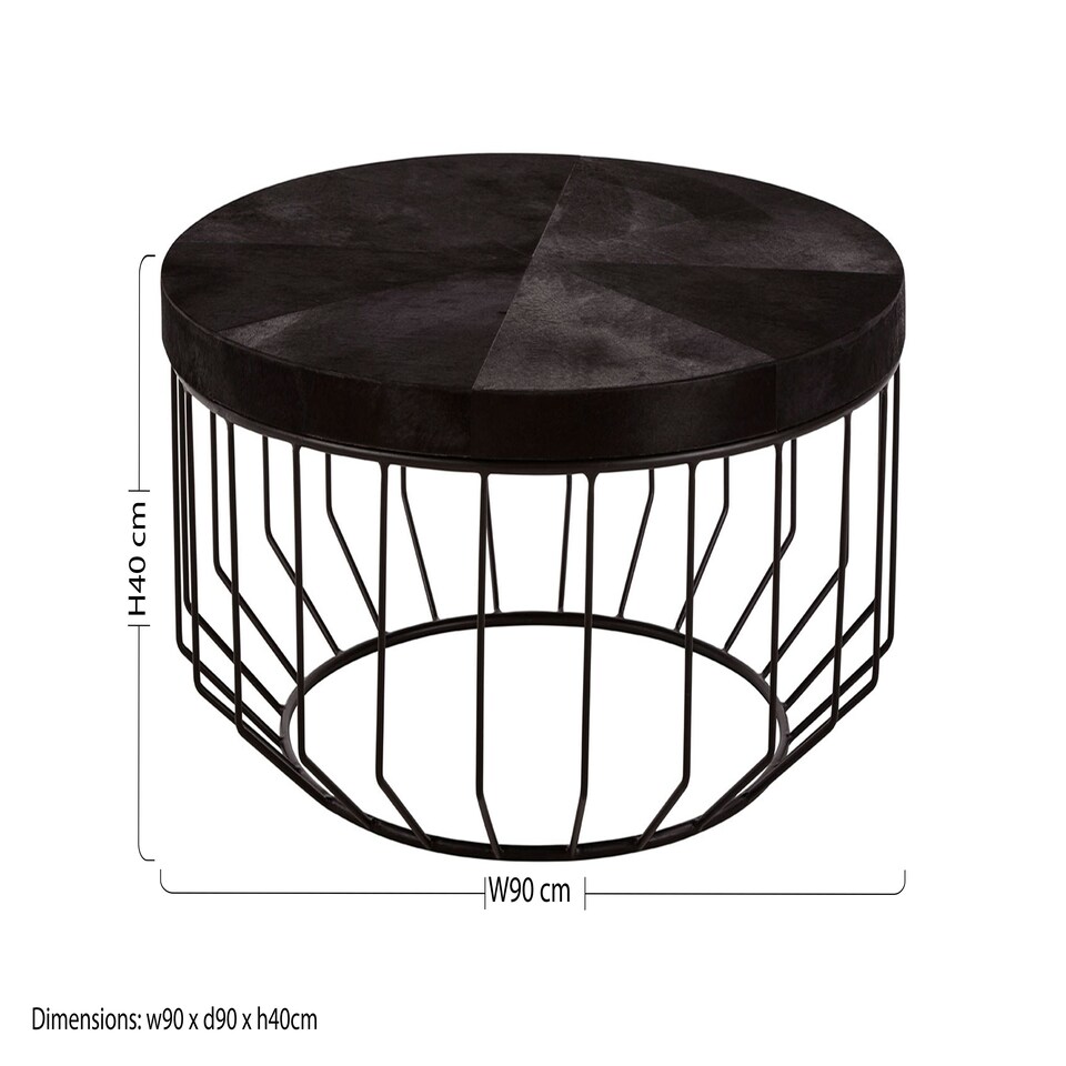 image 1 of Kensington Townhouse Hair On Hide Top Round Coffee Table Black