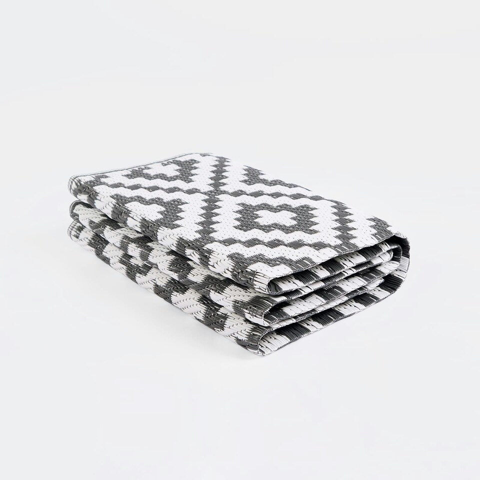 image 1 of OHS Outdoor Waterproof Geo Garden Patio Anti-Slip Rug, 160x230cm - Grey/White
