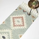 image 1 of Homescapes Tenali Blue Kilim Runner Wool Rug - 66 x 200 cm | Blue | Blue and White | 66 x 200 cm