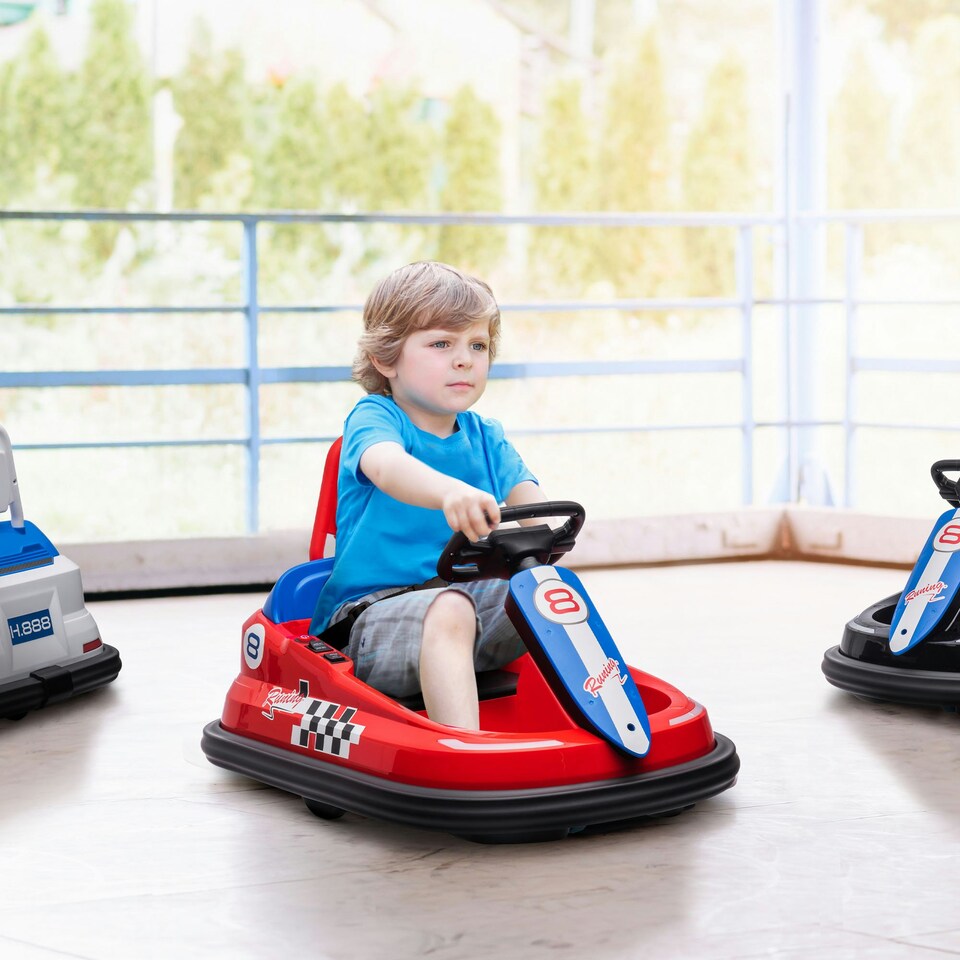 image 1 of HOMCOM 6V Kids Bumper Car, 360° Rotation Waltz Car w/ 2 Speeds - Red