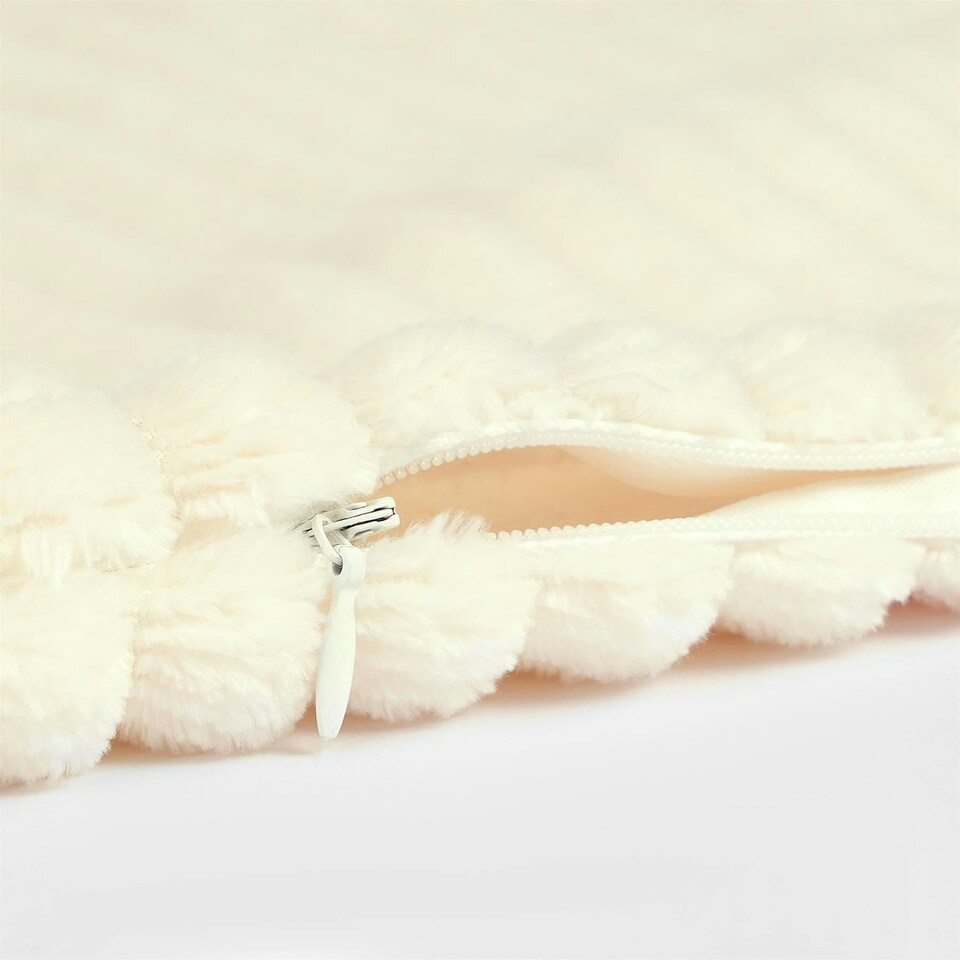image 1 of OHS 2 x Ribbed Soft Fleece Cushion Covers, 45x45cm - Cream