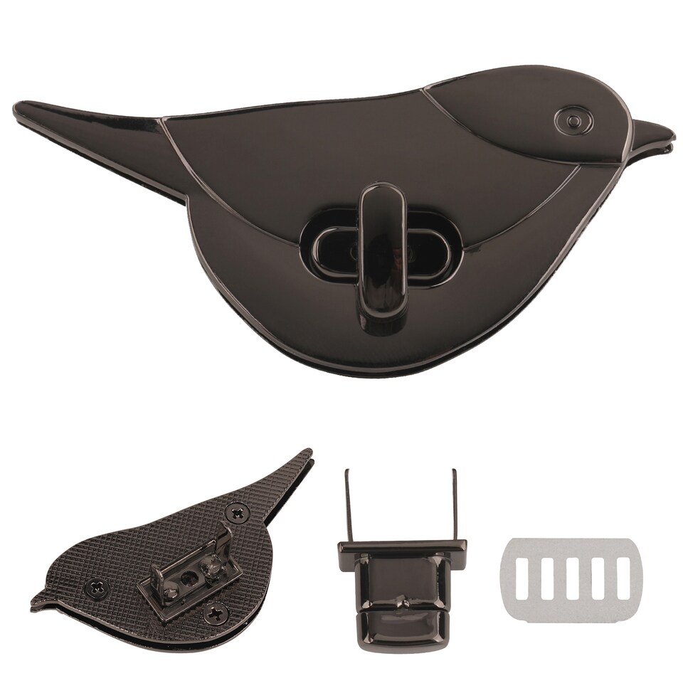 image 1 of Bird Twist Turn Lock Clasp, Decorative Closure For Leathercraft Projects