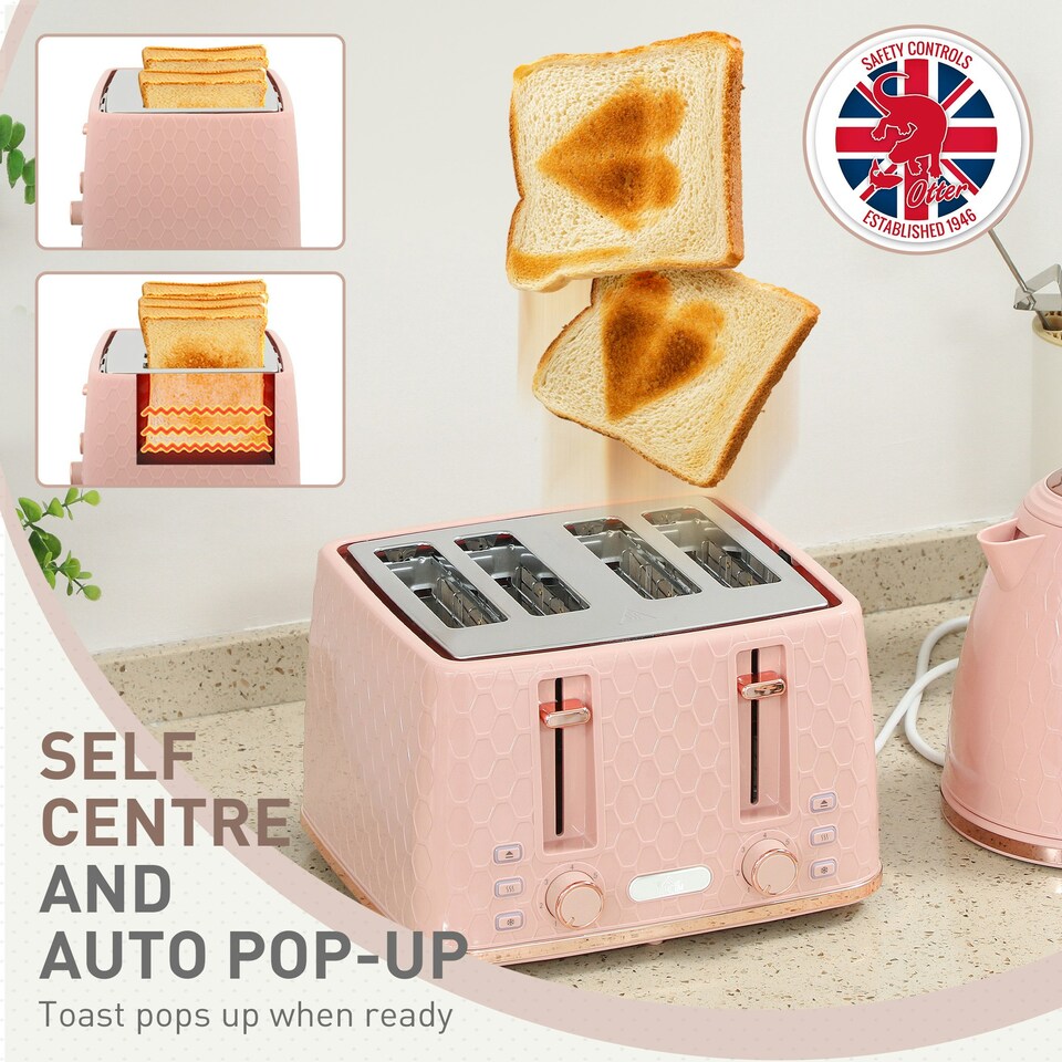 image 1 of HOMCOM 1.7L Kettle and Toaster Set with Defrost Reheat and Crumb Tray,UK Otter thermostat