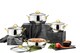 image 1 of Sevval Collection 8-piece Stainless Steel Cookware Set (Gold Handles)