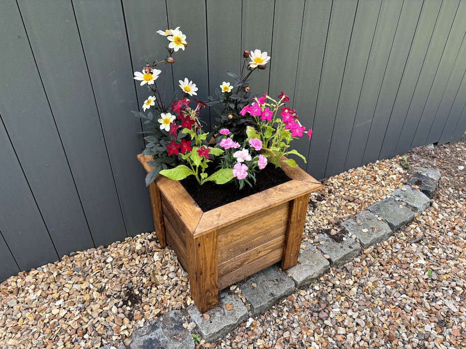 image 1 of Prestbury Raised Square Large Planter - Timber - L47.5 x W47.5 x H42 cm - Minimal Assembly Required | Brown