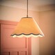 image 2 of ValueLights Florie Natural Linen Large Tapered Lamp Shade with Scallop Blue Trim
