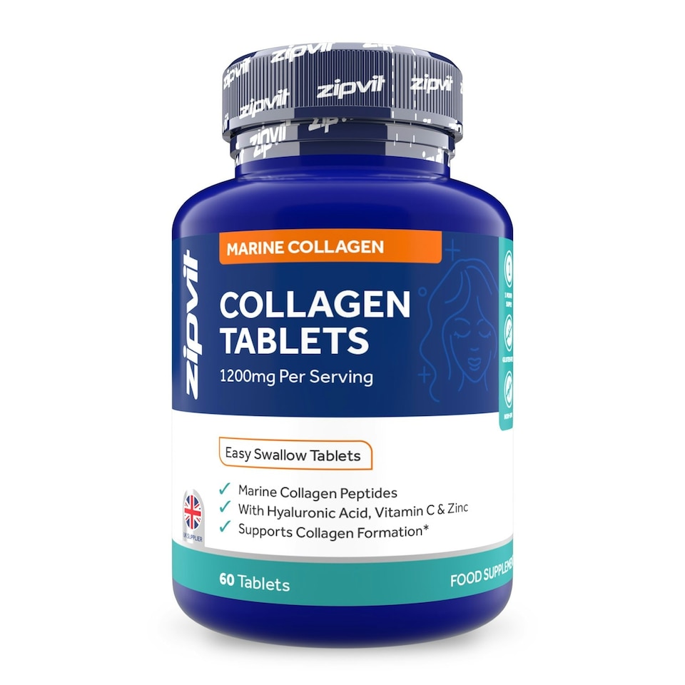 image 1 of Zipvit Marine Collagen 1200mg with Hyaluronic Acid, Vitamin C & Zinc, Hair, Skin & Joint Support, 60 Tablets, 1-Month Supply
