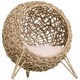 image 1 of PawHut Wicker Cat House, Ball-Shaped Rattan Raised Cat Bed - Natural Wood Finish