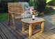 image 1 of Hand Made 2 Seater Chunky Rustic Wooden Garden Furniture Bench With Coffee Table