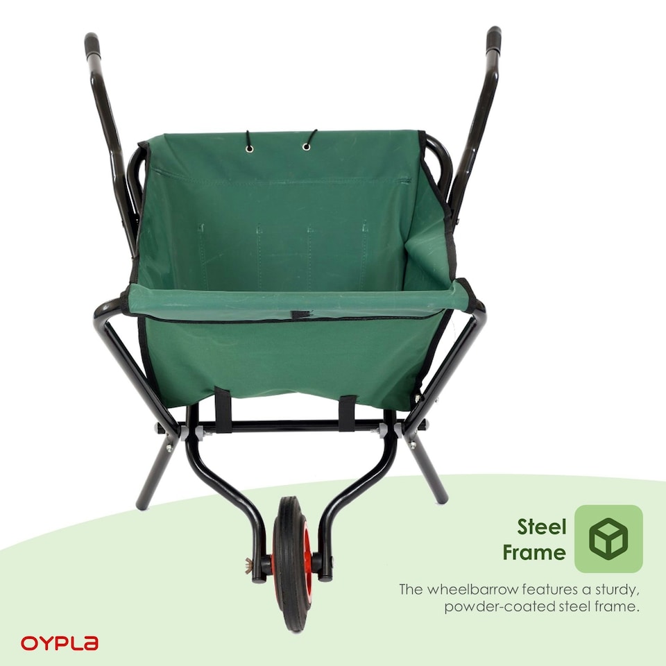 image 1 of Oypla Lightweight Folding Garden Wheelbarrow Foldable Wheel Barrow