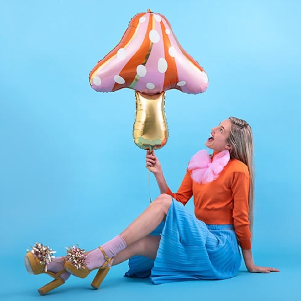 image 1 of Vibrant Mushroom Metallic Giant Helium Foil Balloon 95cm / 37 in