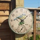 image 2 of Marco Paul 30cm Blue Bird Design Garden Clock and Thermometer Blue