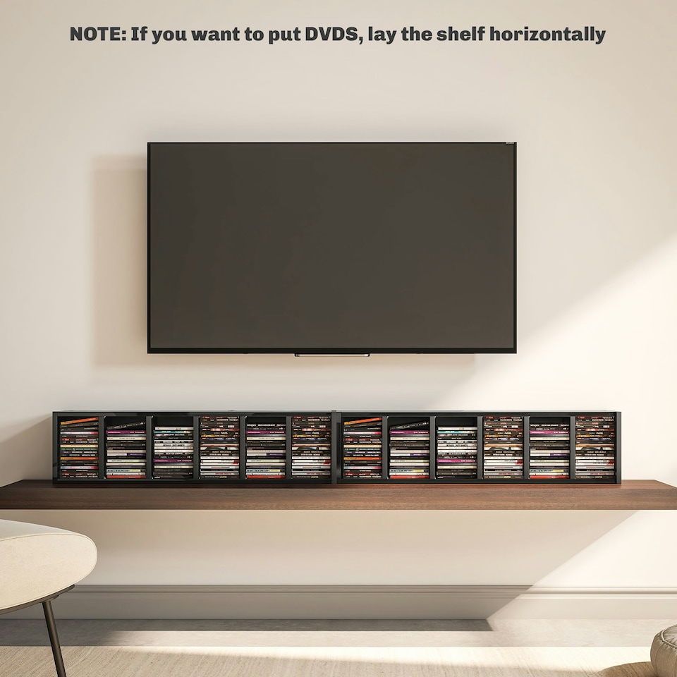 image 1 of HOMCOM Set of 2 CD Storage Units with Adjustable Shelves High Gloss Black