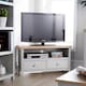 image 1 of Grey Oak Corner TV Stand Two Tone 1 Drawer Cabinet Television Unit Cable Tidy