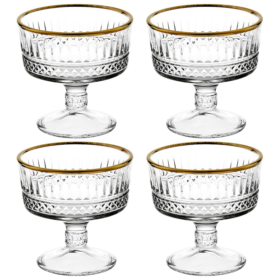 image 1 of Glass Dessert Bowls Ice Cream Sundae Fruit Cocktail Pudding Footed Dessert Cups | Clear | Clear | Set of 4