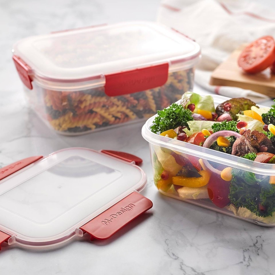 image 1 of Plastic Lunch Box Food Storage Air Tight Rubber Seal Container with Clip Lock 600ml | Multi | 1 of each colour | 600 ml | 3