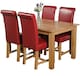 image 1 of Oslo 150 x 90 cm Medium Oak Dining Table and 4 Washington Leather Chairs | Red | Red