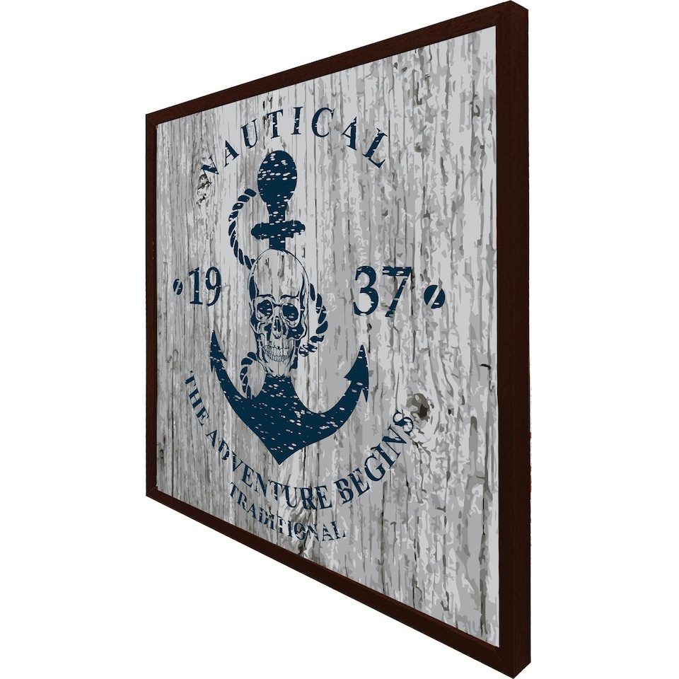 image 1 of Anchor print on wood (Picture Frame) White | XS