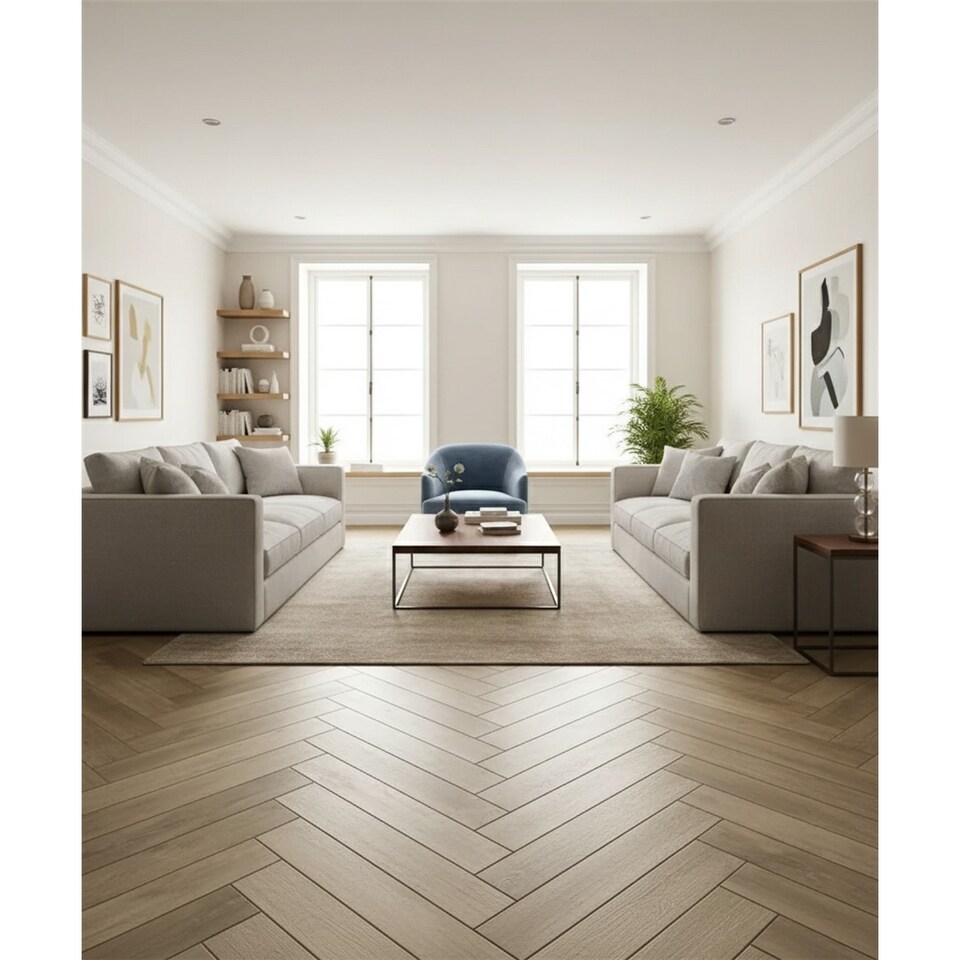 image 1 of Premium Oak Matt Porcelain Wood Effect Floor Tile (9 Pack - 1 Box - 1.22 m2 Coverage) - Lounge- Inspired by Latin America