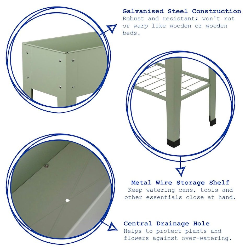 image 1 of Harbour Housewares Elevated Raised Garden Bed with Legs & Storage Shelf - Green Green