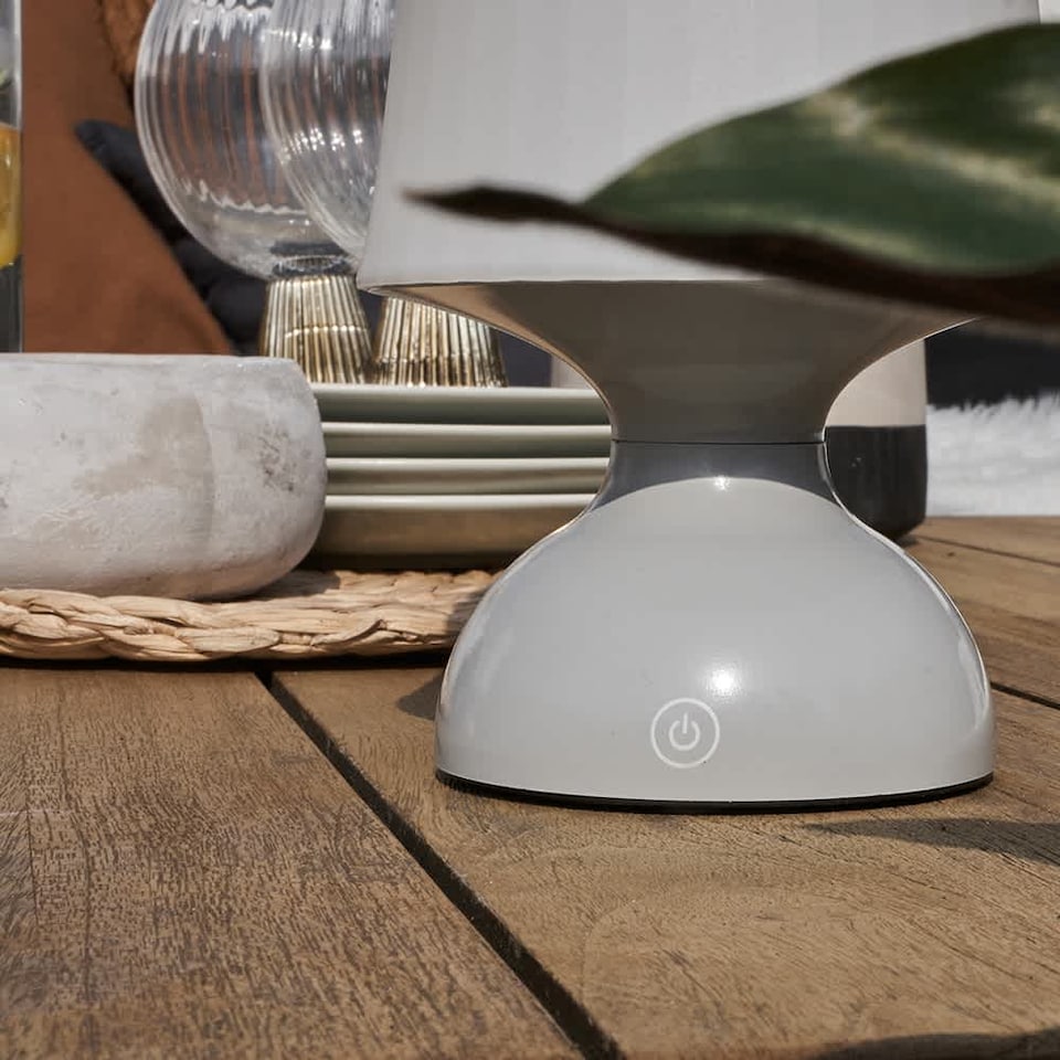 image 1 of ValueLights Pair of Colmar Grey Touch Table Lamp White Shade | Grey