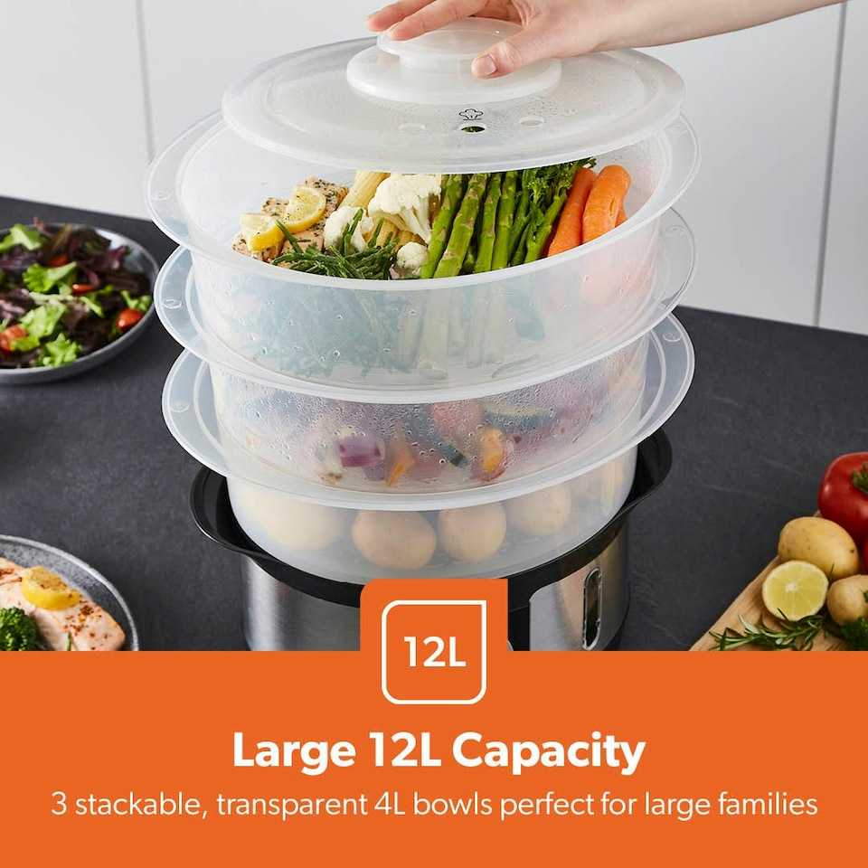 image 1 of GEEPAS 3-Tier Food Steamer, 12L Capacity