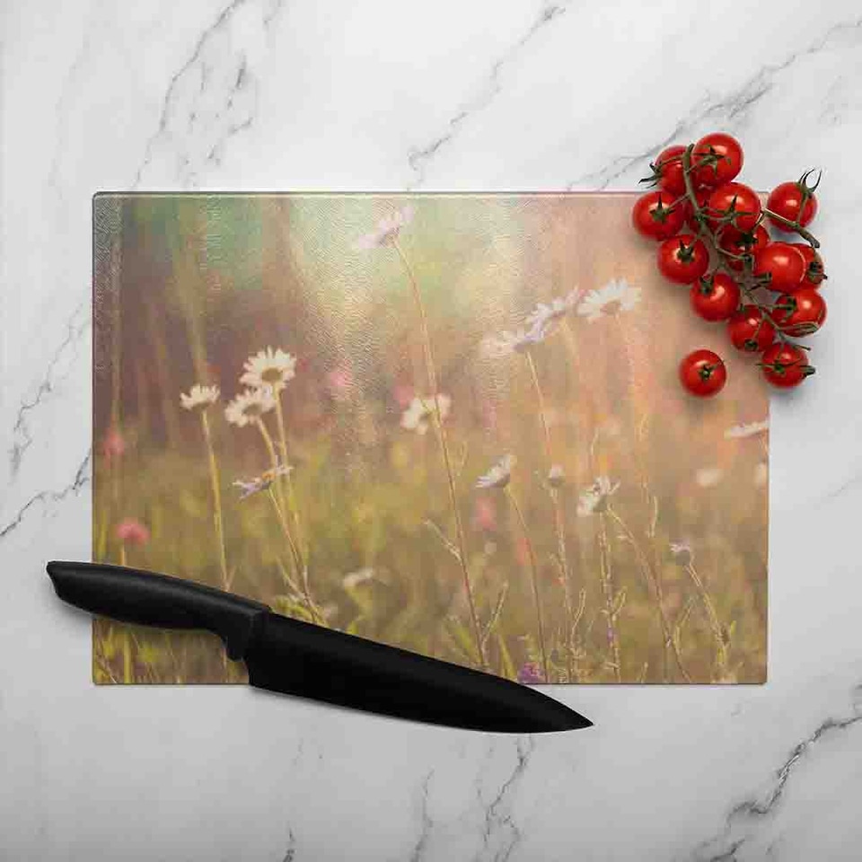 image 1 of Chamomile Glass Chopping Board | Multi