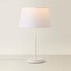 image 4 of ValueLights Charlie Brushed Chrome Floor Lamp White Doretta Shade and Bulb