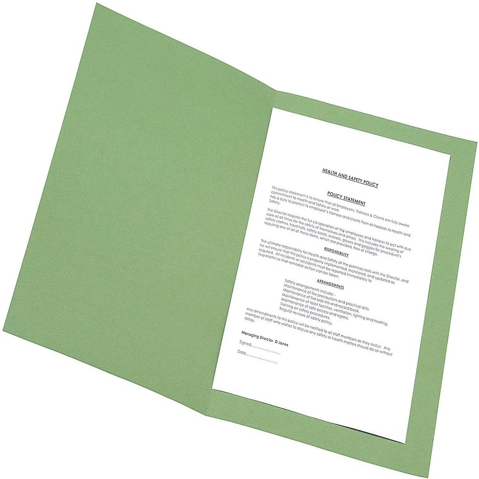 image 1 of Square Cut Folder Mediumweight 250gsm Foolscap Green (Pack of 100)