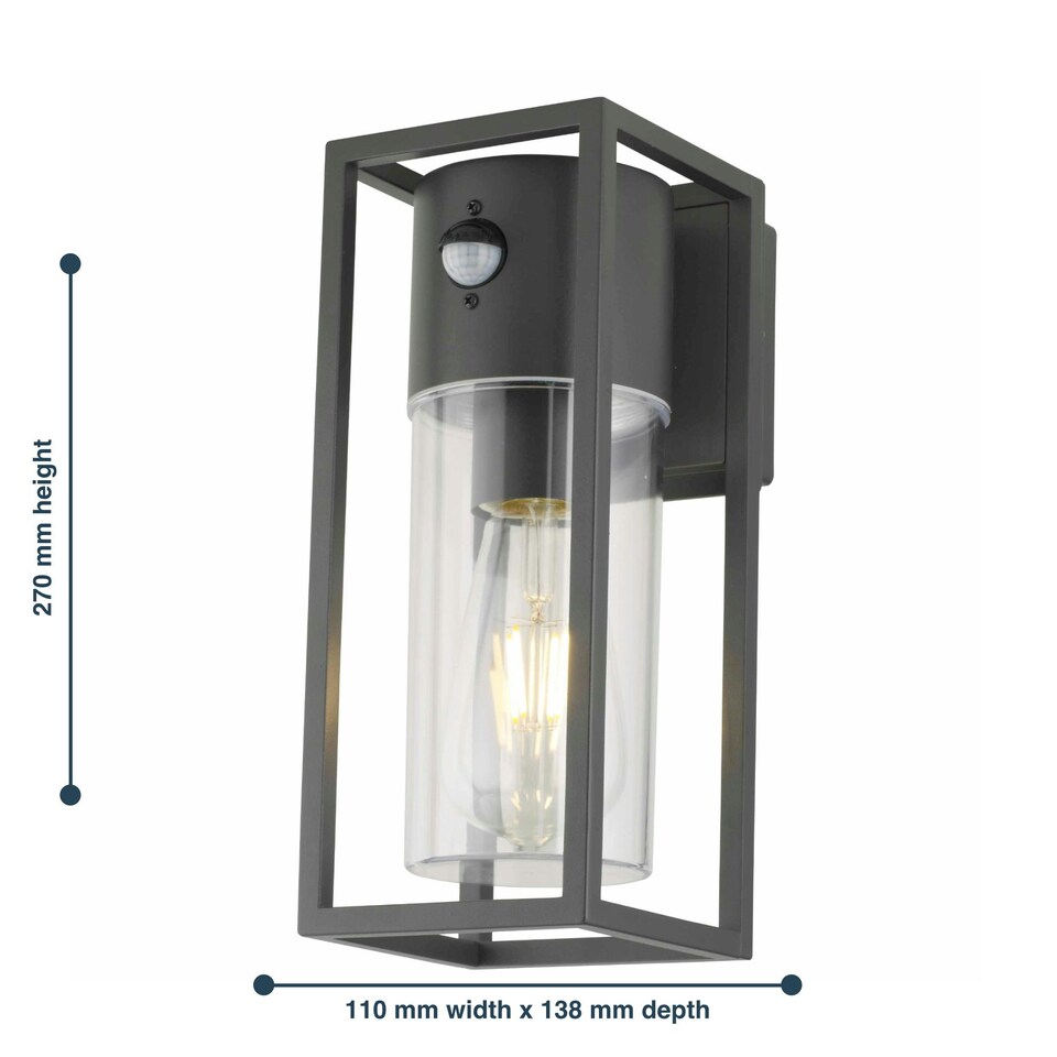 image 1 of Hale - Black Motion Sensor Outdoor Wall Light Black | Clear