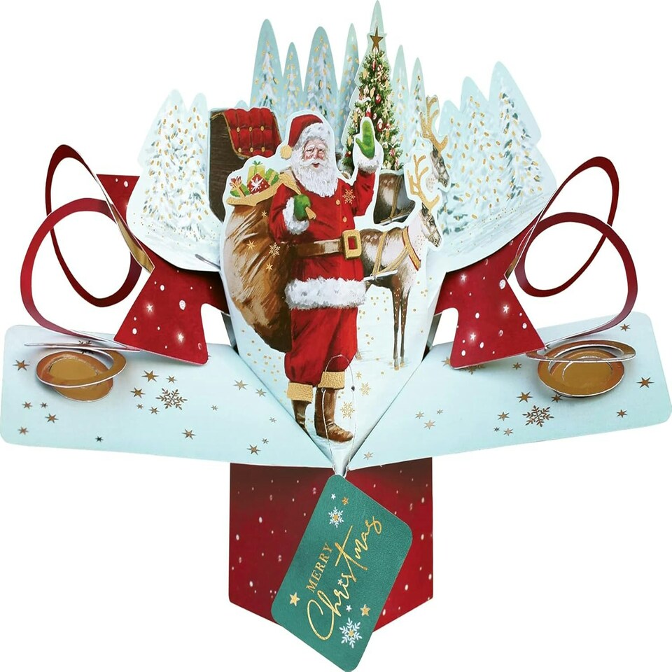 image 1 of Santa and Sleigh 3D Pop Up Christmas Card