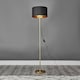 image 2 of ValueLights Modern Floor Lamp In Gold Metal Finish With Black Gold Drum Shade