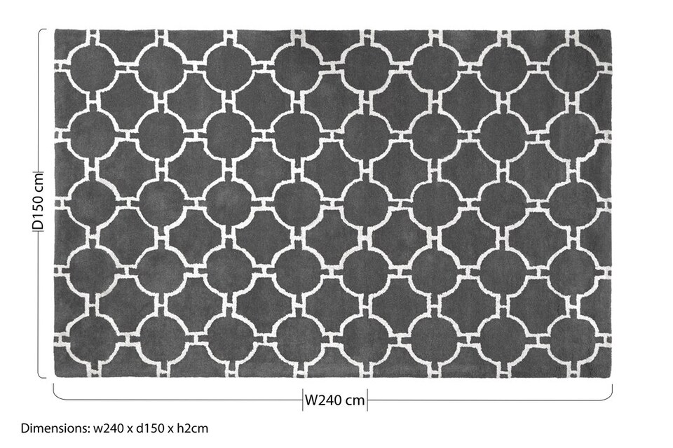 image 1 of Bosie Kensington Townhouse Large Grey Hand Woven Rug | White