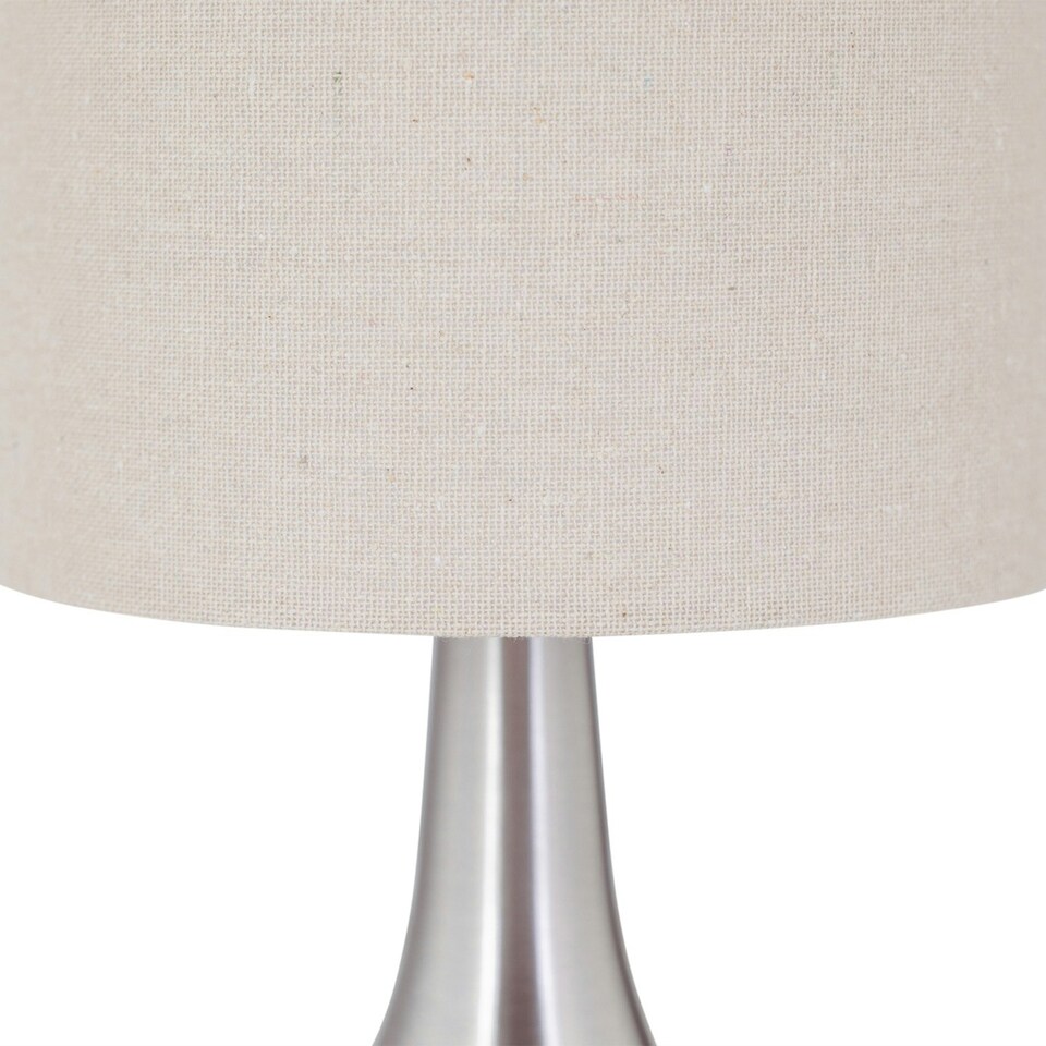 image 1 of Romana - Brushed Chrome Touch Operated Table Lamp with Natural Linen Shade Silver | Brown