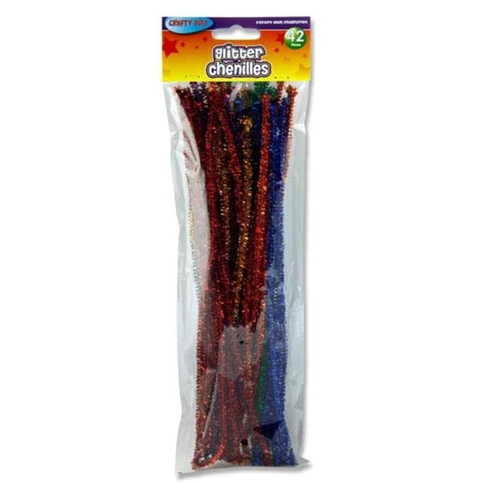 image 1 of Pack of 42 Glitter Chenille Pipe Cleaners by Crafty Bitz