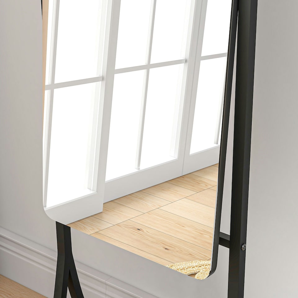 image 1 of HOMCOM Freestanding Full Length Mirror Adjustable Full Body Mirror w/ Shelf