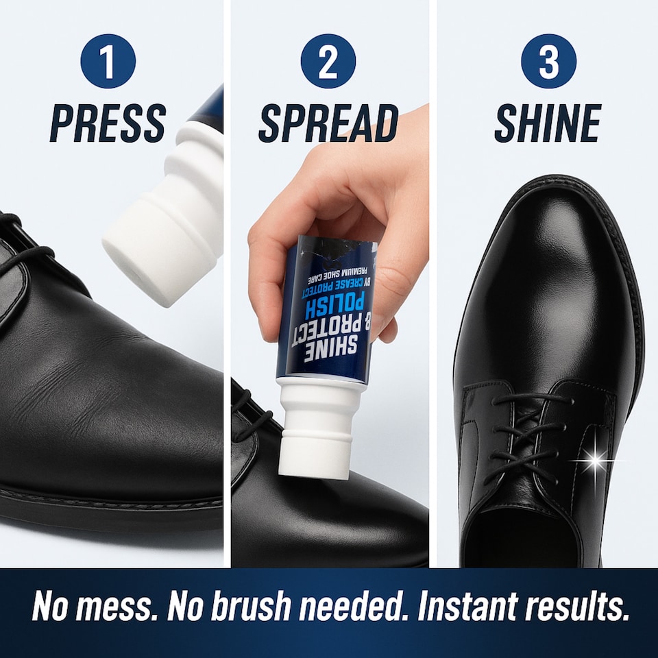 image 1 of Shine & Protect Shoe Polish - 75ml Liquid Shoe Polish - Black