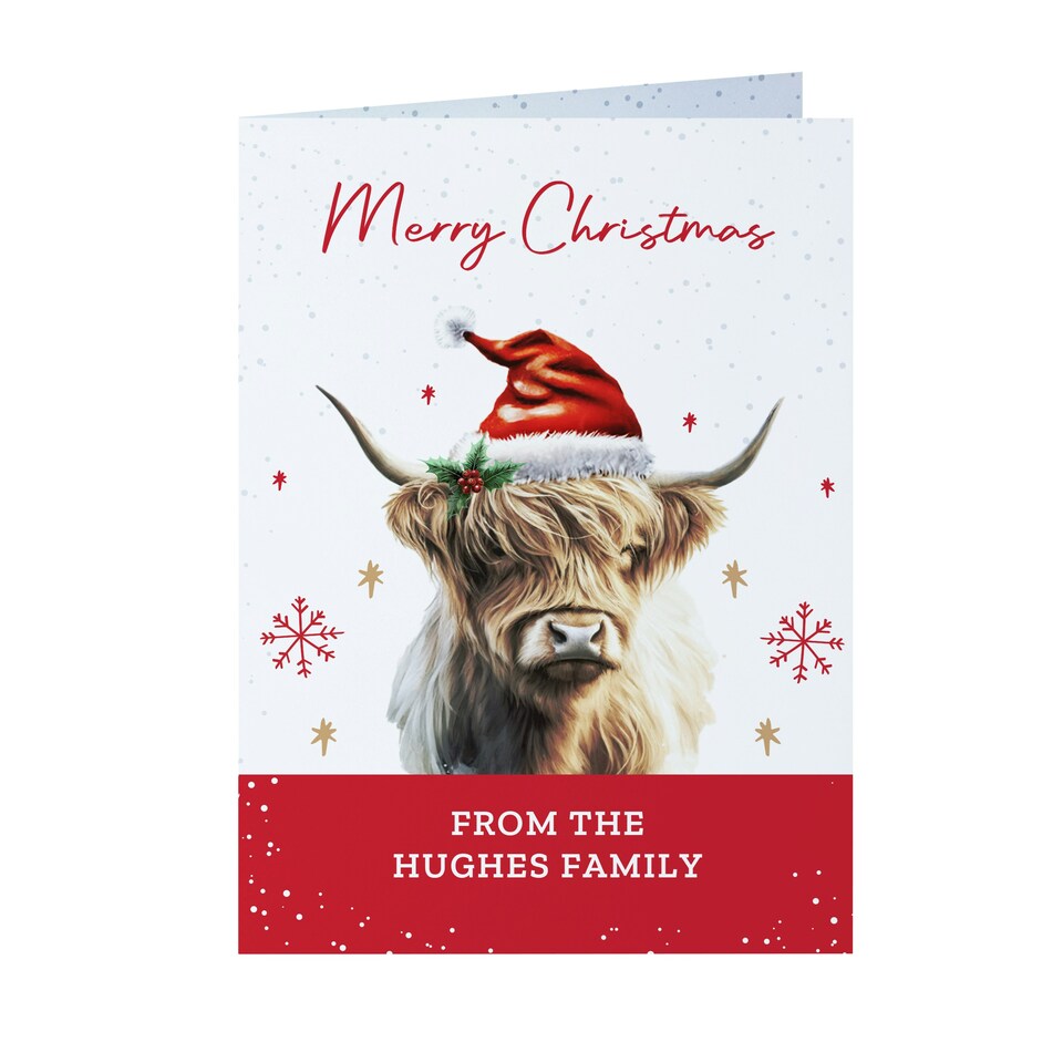 image 1 of Personalised Highland Cow Pack of 10 Christmas Cards