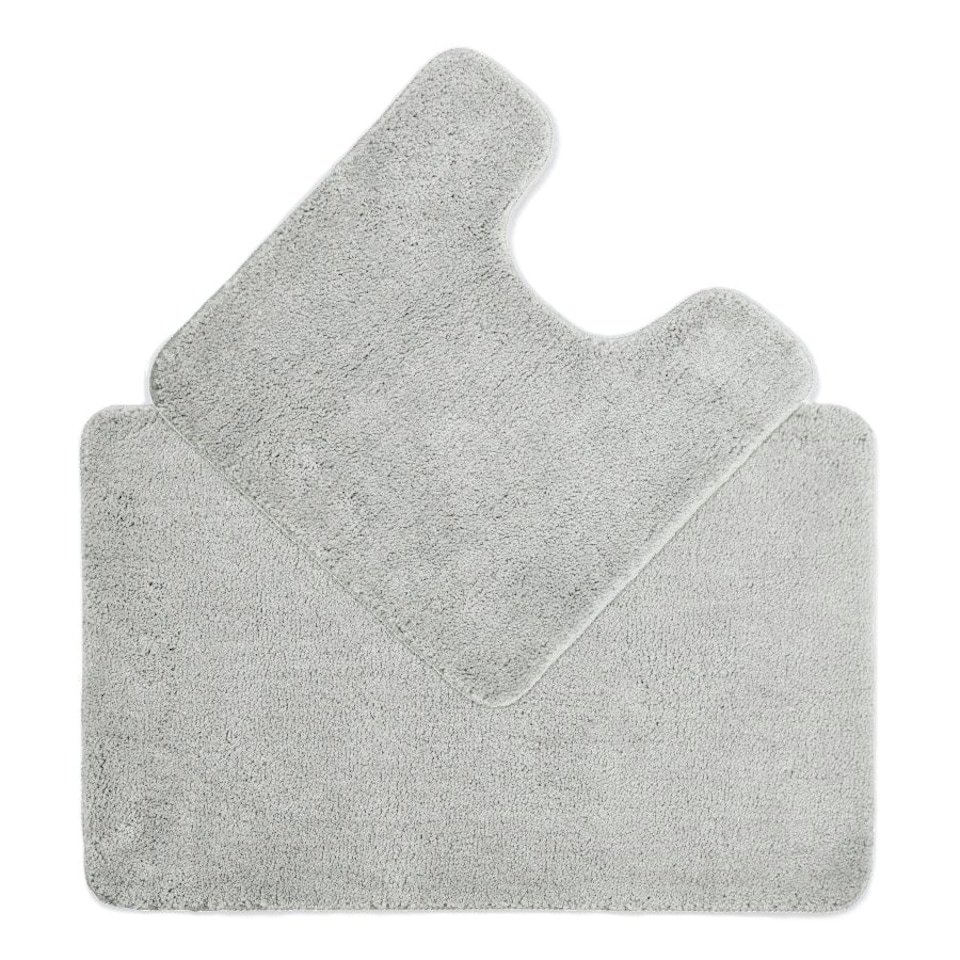 image 1 of Luxury Microfibre Deep Pile Bath Mat and Pedestal Set - Non Slip Grey | Dove Grey