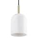 image 2 of White Marble Pendant Lamp Fitting in Scandinavian Design with Black Fabric Cable | White