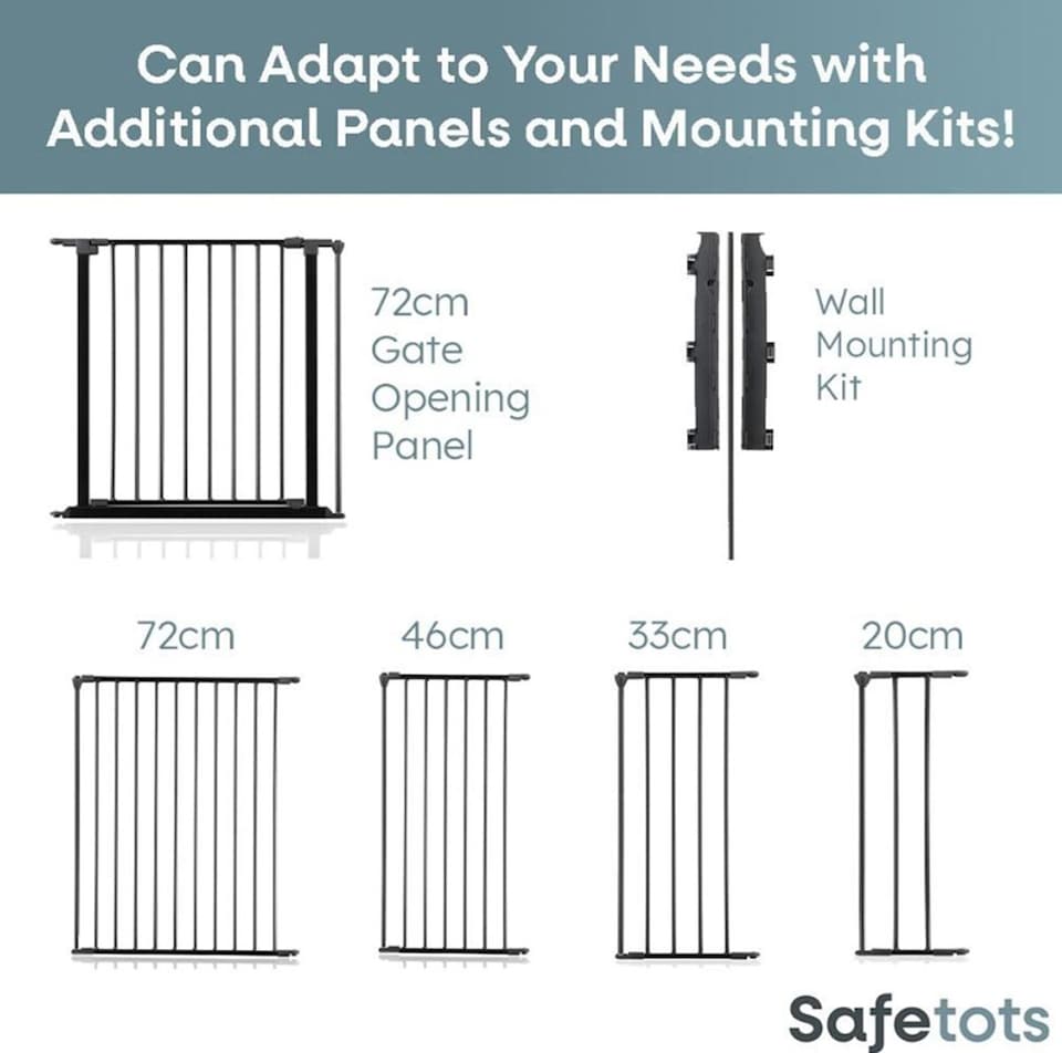 image 1 of Safetots Two Door Multi Panel Solution for Up and Down Staircases, White, 220cm of length, includes 2 Door Opening Panels