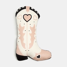 OHS Cowboy Boot Shaped Cushion Soft Plush Decorative Pillow | Multi | Monochrome