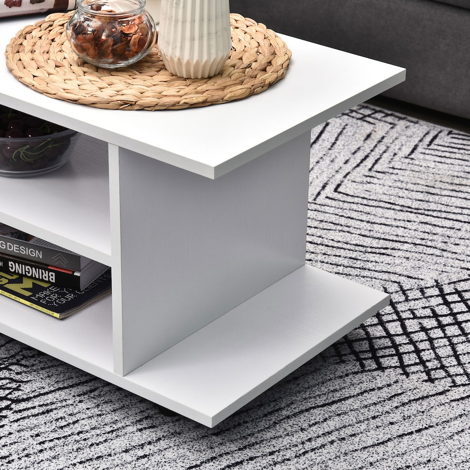 image 1 of HOMCOM Modern TV Cabinet Stand Storage Shelves Table Mobile Bedroom Furniture Bookshelf Bookcase White