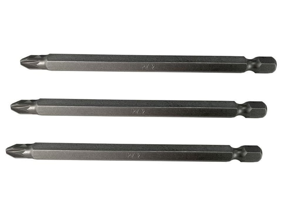 Faithfull Pozidriv S2 Power Screwdriver Bits PZ3 x 100mm (Pack 3)