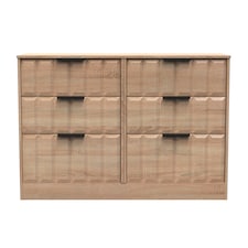 Seattle 6 Drawer Wide Chest of Drawers in Bardolino Oak (Ready Assembled) | Brown | Bardolino Oak