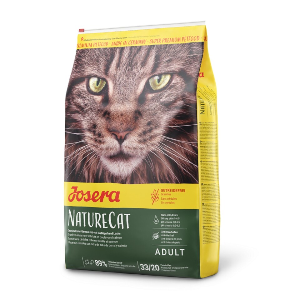image 1 of Josera NatureCat complete food | For adult cats & older kittens | Grain-free | Chicken & Salmon | Anti-Hairball | Herbs & Fruits | Urinary pH | 10kg
