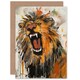 image 1 of Roaring Lion Painting Big Cat Lover Card
