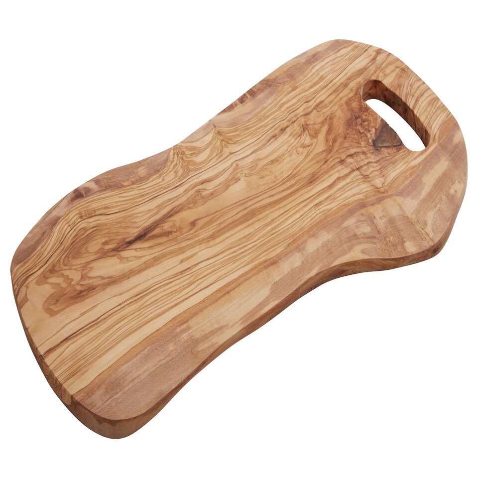 image 1 of Kora Serving Board With Handle in Olive Wood Cream