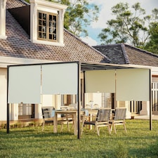 Outsunny 3 x 4m utdoor Garden Pergola with LED Lights Cream White